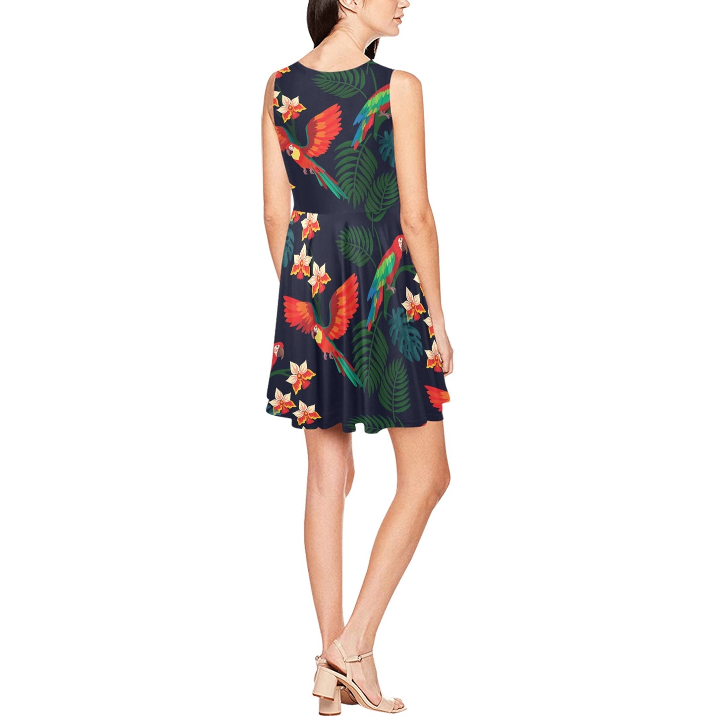 Macaw Pattern Print Design 02 Sleeveless Dress