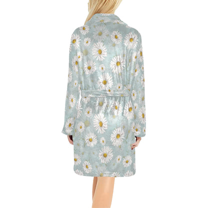 Daisy Pattern Print Design DS012 Women's Fleece Robe