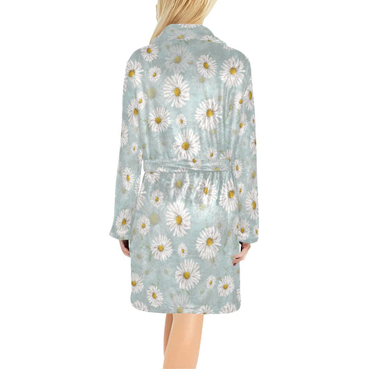 Daisy Pattern Print Design DS012 Women's Fleece Robe