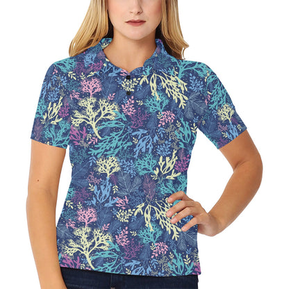 Seaweed Print Design LKS301 Women's Polo Shirt