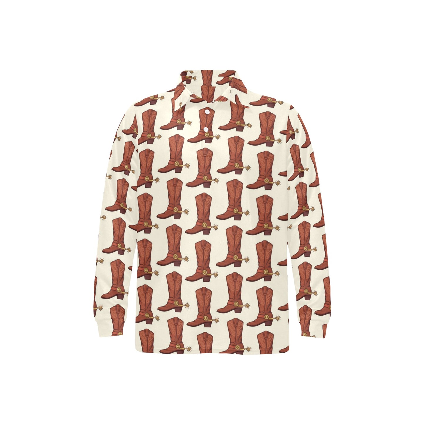 Cowboy Pattern Print Design 06 Long Sleeve Polo Shirt For Men's
