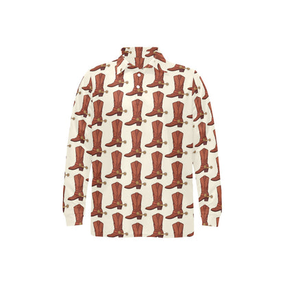 Cowboy Pattern Print Design 06 Long Sleeve Polo Shirt For Men's