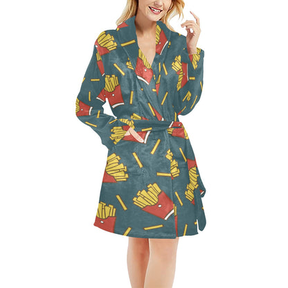 French Fried Pattern Print Design 04 Women's Fleece Robe