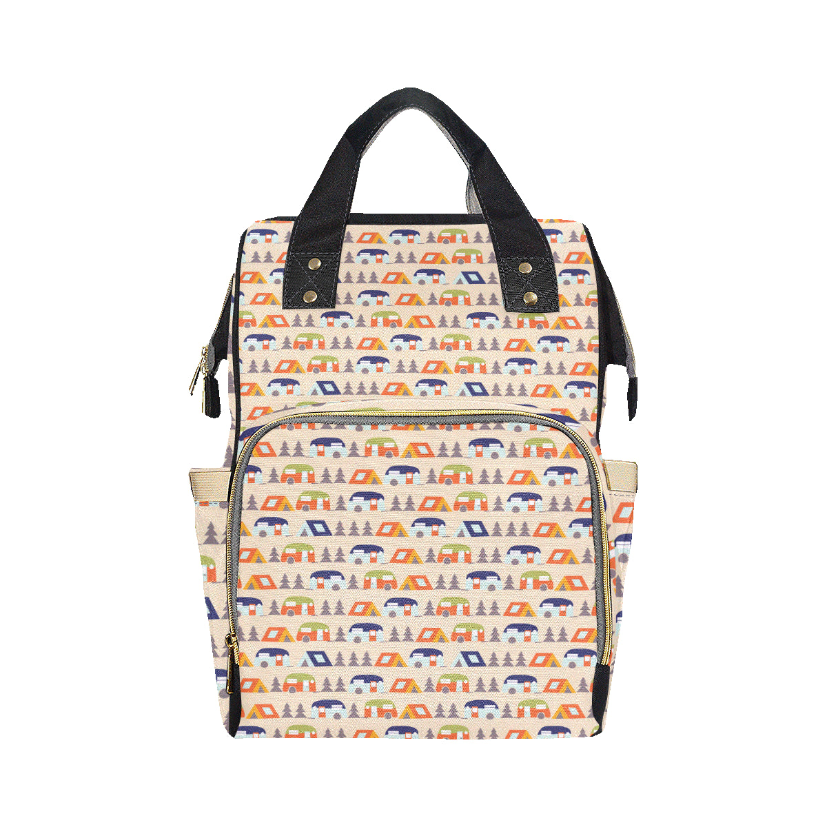 Camper Tent Pattern Print Design 03 Diaper Bag Backpack