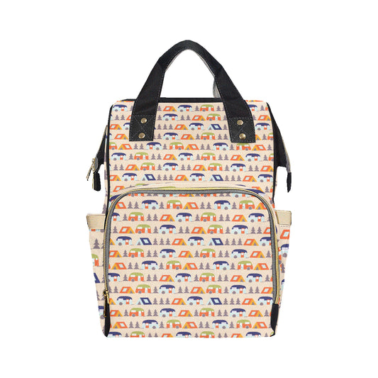 Camper Tent Pattern Print Design 03 Diaper Bag Backpack