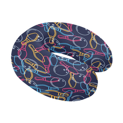 Bowling Pattern Print Design 07 U-Shaped Travel Neck Pillow