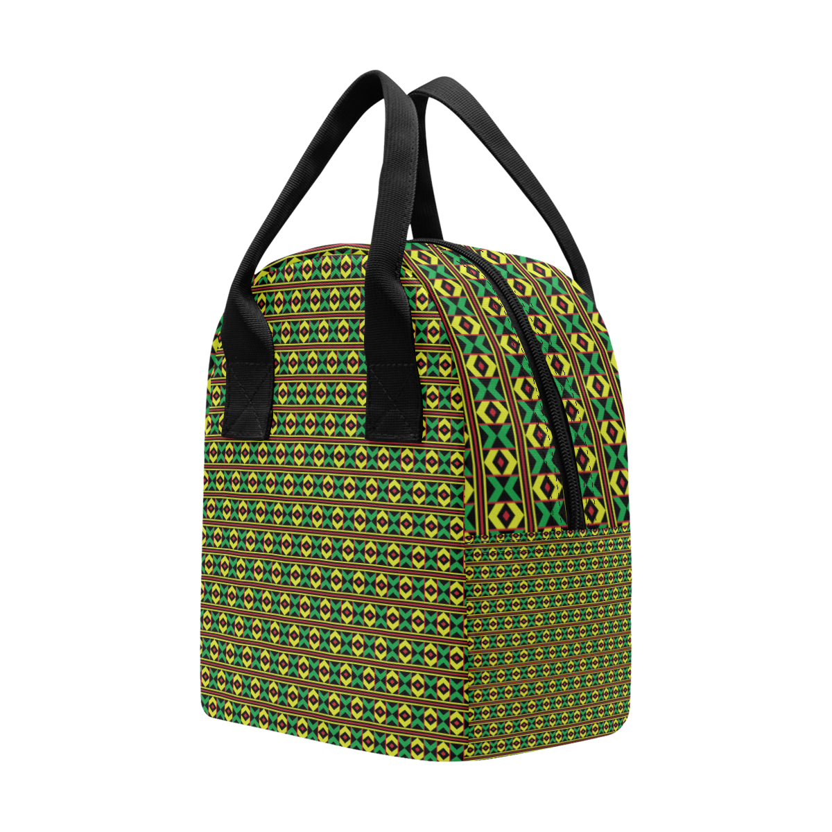 African Geometric Print Pattern Insulated Lunch Bag