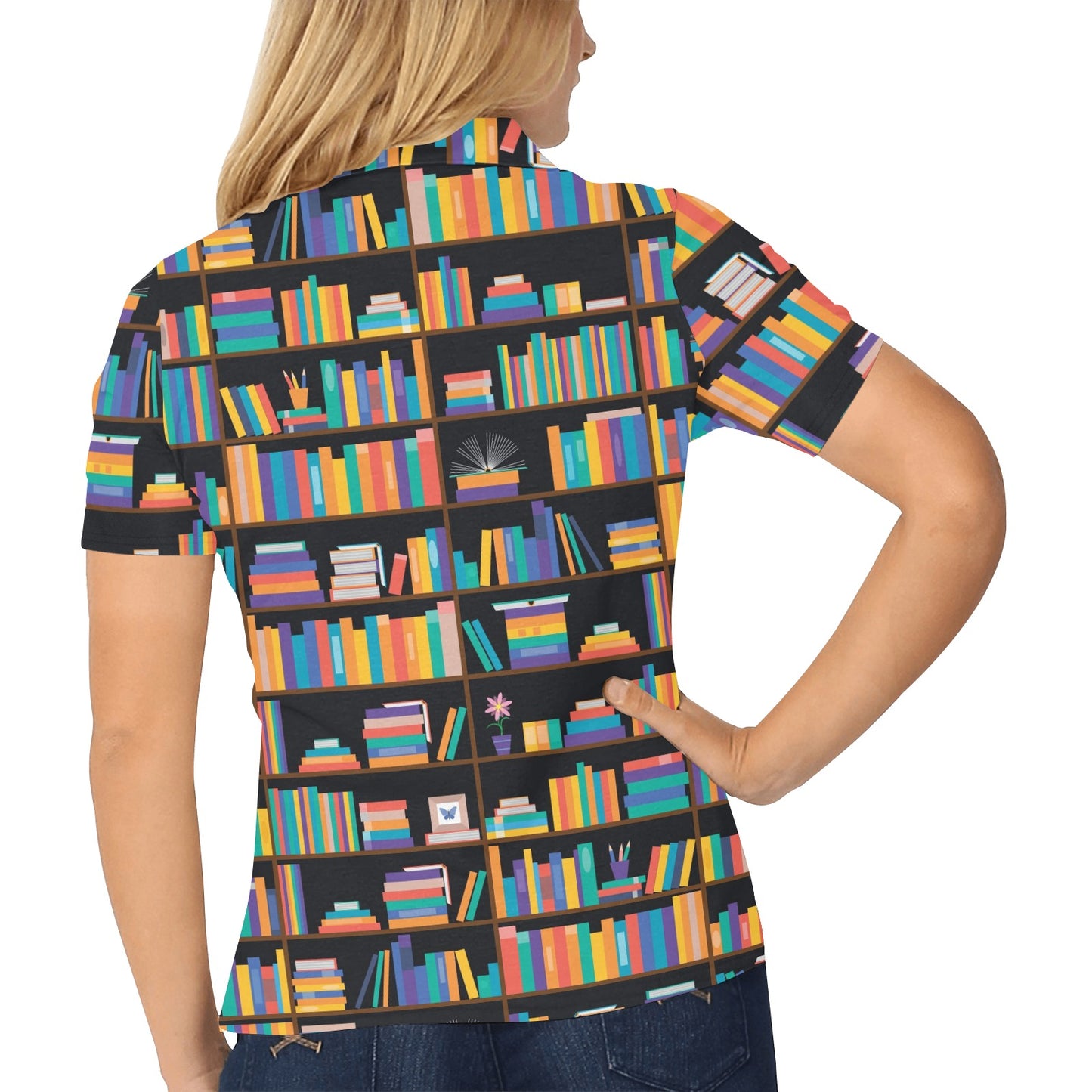 Book Pattern Print Design 05 Women's Polo Shirt