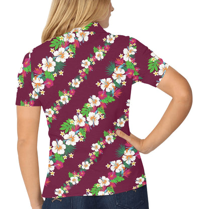 Hawaiian Themed Pattern Print Design H06 Women's Polo Shirt