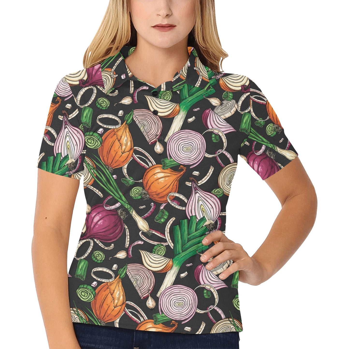 Onion Pattern Print Design A03 Women's Polo Shirt