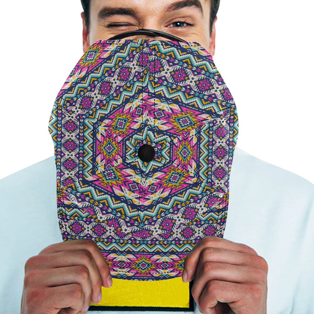 Aztec Pink Geometric Print Pattern Snapback Cap