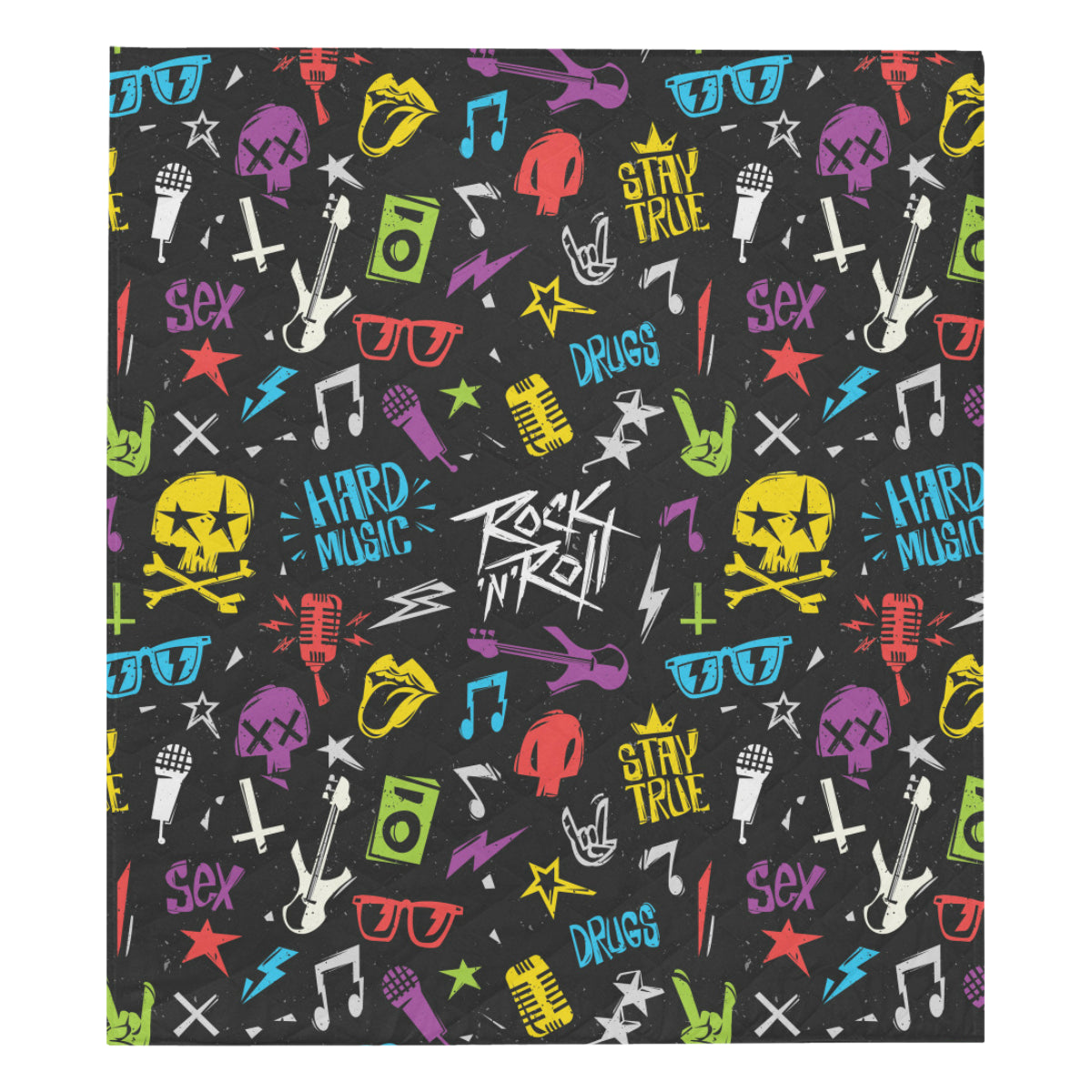 Rock and Roll Pattern Print Design A02 Premium Quilt