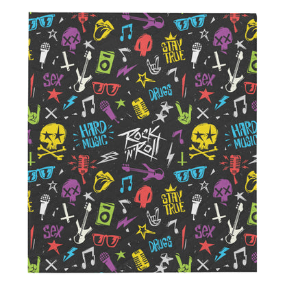 Rock and Roll Pattern Print Design A02 Premium Quilt