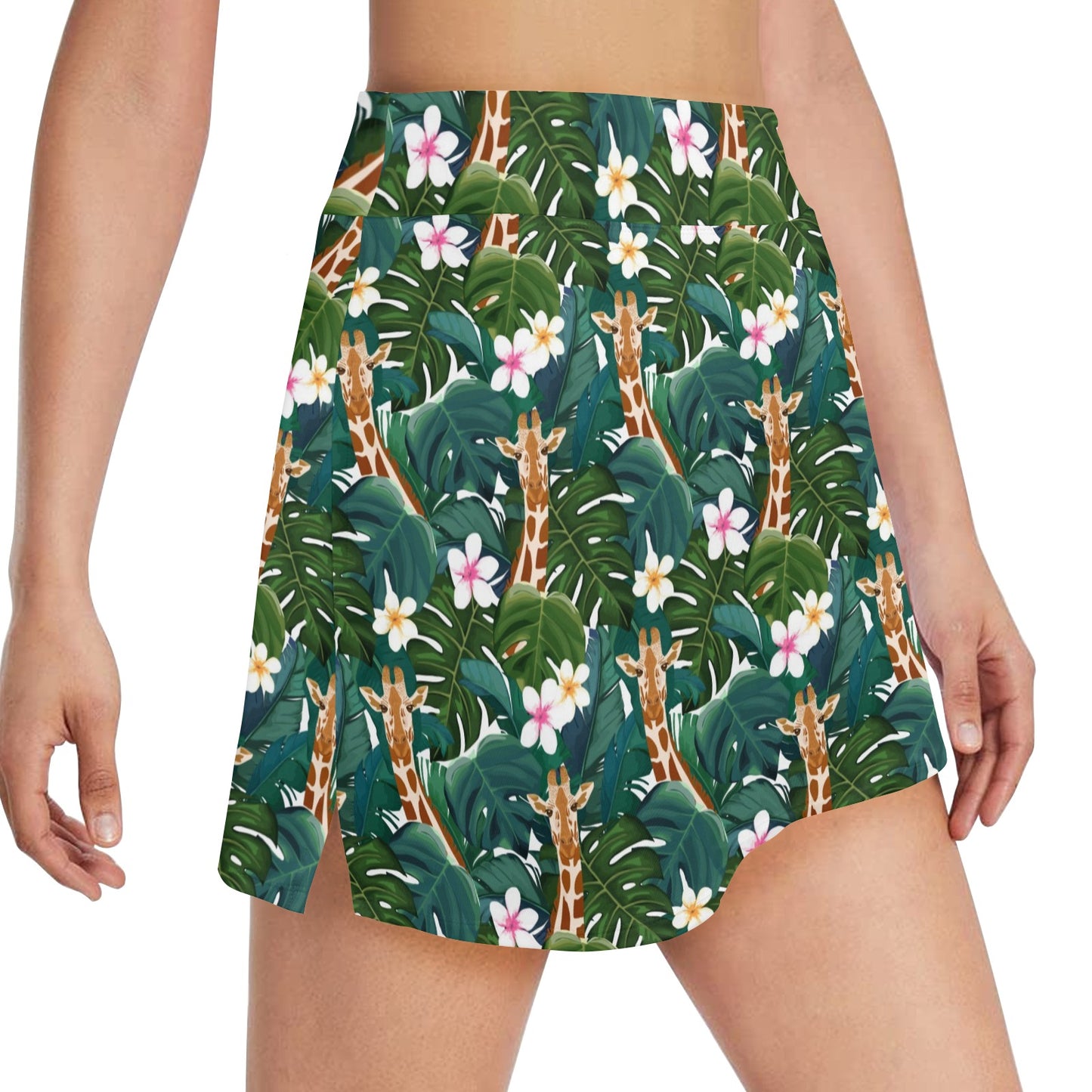 Giraffe Jungle Design Print Women's Golf Skirt with Pocket
