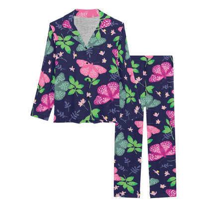 Monarch Butterfly Pattern Print Design 03 Women's Long Pajama Set