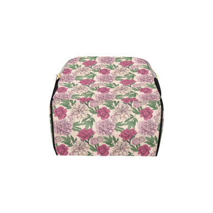 Peony Pattern Print Design A01 Diaper Bag Backpack
