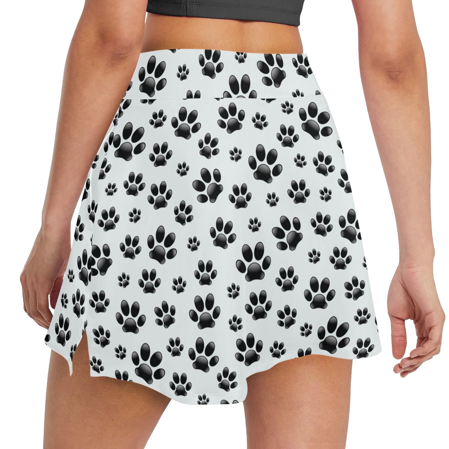 Paw Themed Print Women's Golf Skirt with Pocket