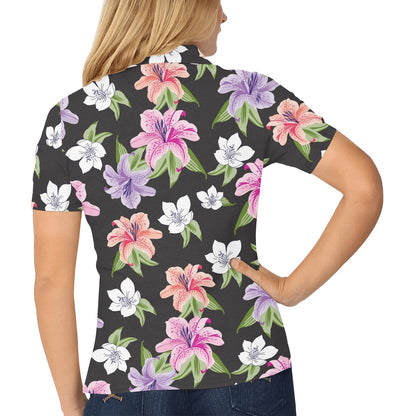 Lily Pattern Print Design LY02 Women's Polo Shirt
