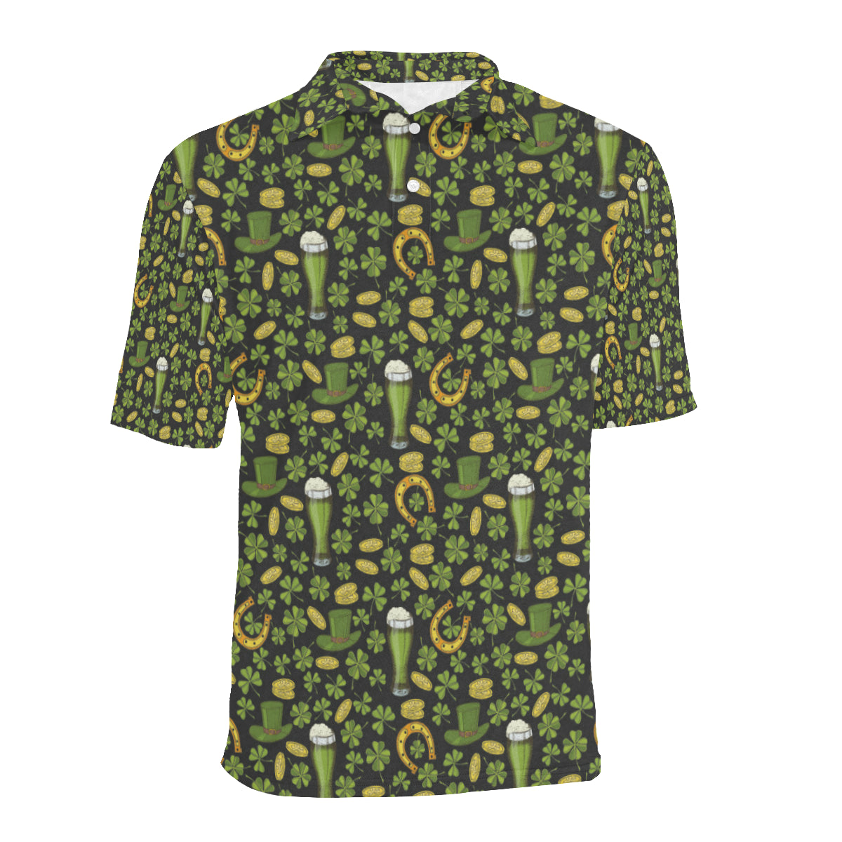 Clover St Patricks Pattern Print Design 03 Men Polo Shirt