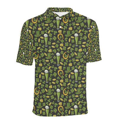 Clover St Patricks Pattern Print Design 03 Men Polo Shirt