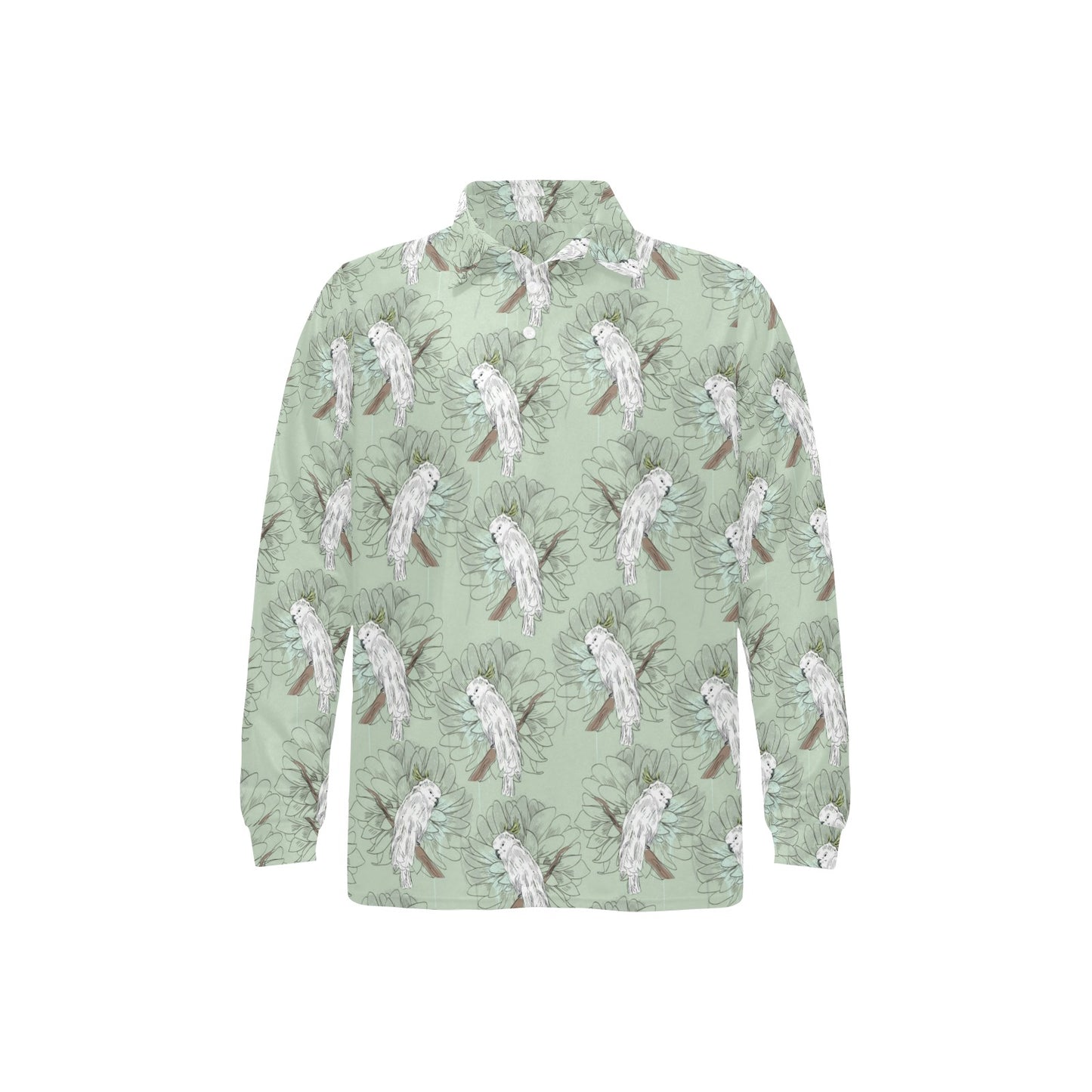 Cockatiel Pattern Print Design 01 Long Sleeve Polo Shirt For Men's