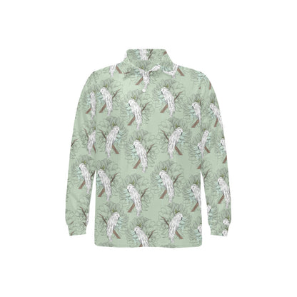 Cockatiel Pattern Print Design 01 Long Sleeve Polo Shirt For Men's