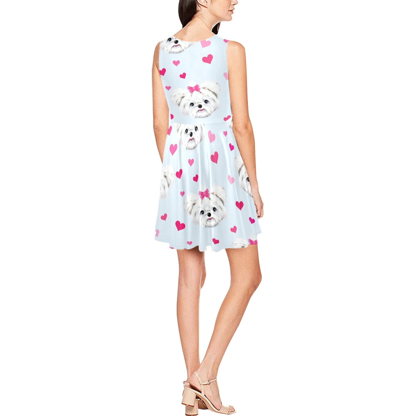 Maltese Pattern Print Design 03 Sleeveless Dress