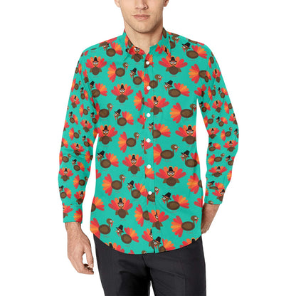 Thanksgiving Print Design LKS307 Men's Long Sleeve Dress Shirt