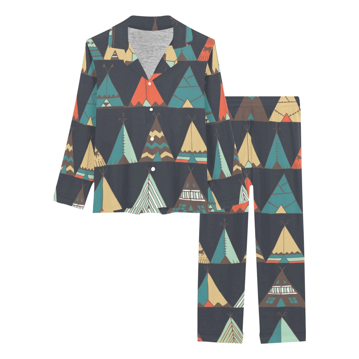Tribal native american tent Aztec Women's Long Pajama Set
