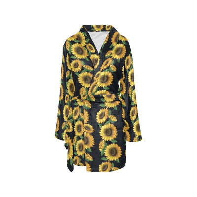 Sunflower Print Design LKS306 Women's Fleece Robe