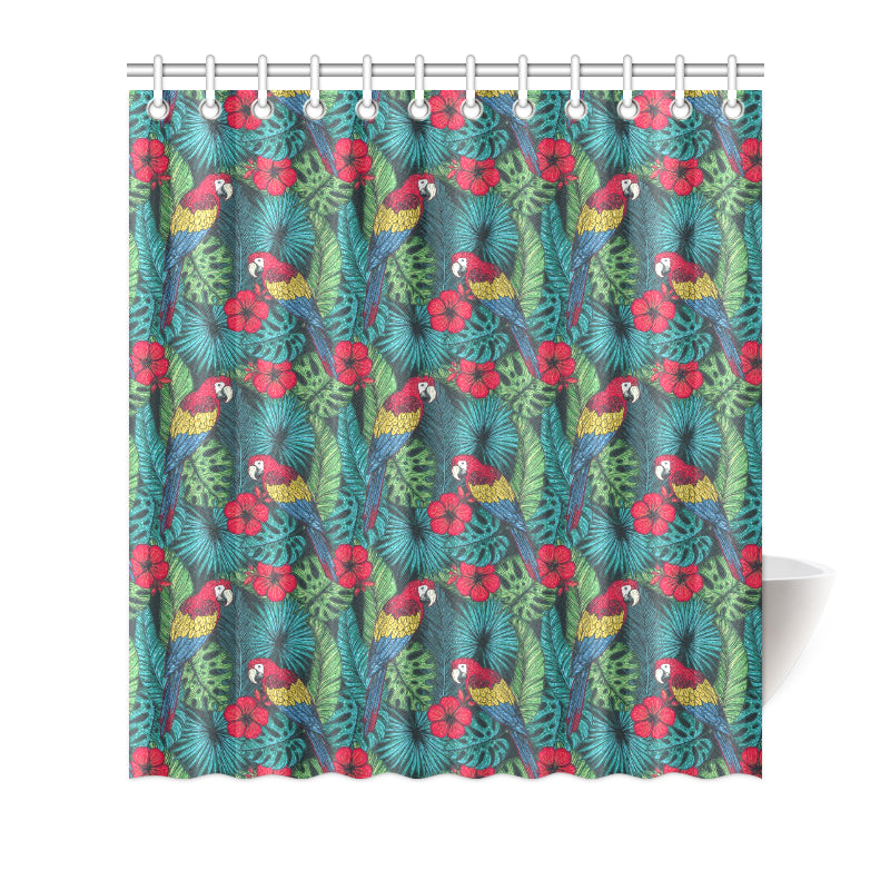 Parrot Pattern Print Design A05 Shower Curtain