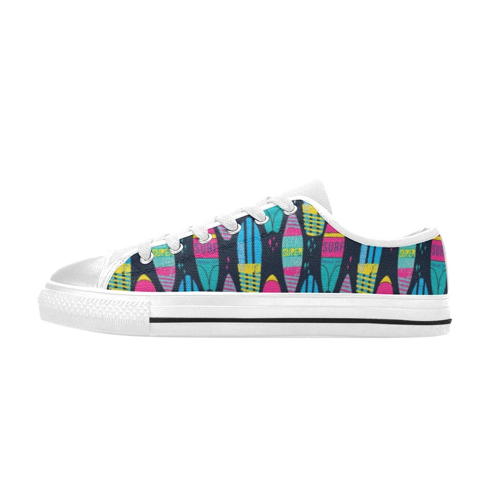 Surfboard Colorful Print Design LKS302 Women's White Low Top Shoes