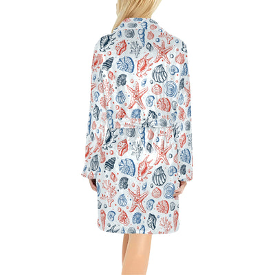 Seashell Print Design LKS307 Women's Fleece Robe