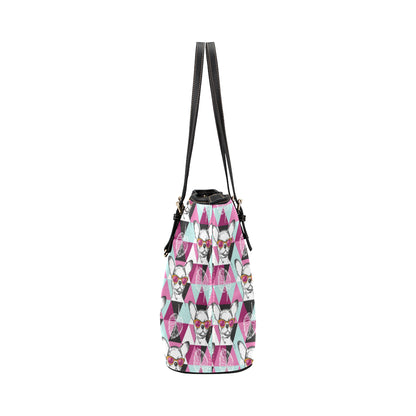 Chihuahua Cute Triangle Pattern Leather Tote Bag
