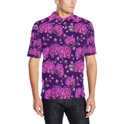 Orchid Pattern Print Design A03 Men Polo Shirt