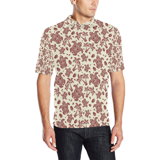 Polynesian Tattoo Turtle Themed Men Polo Shirt