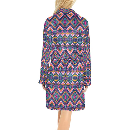Indian Navajo Pink Themed Design Print Women's Fleece Robe