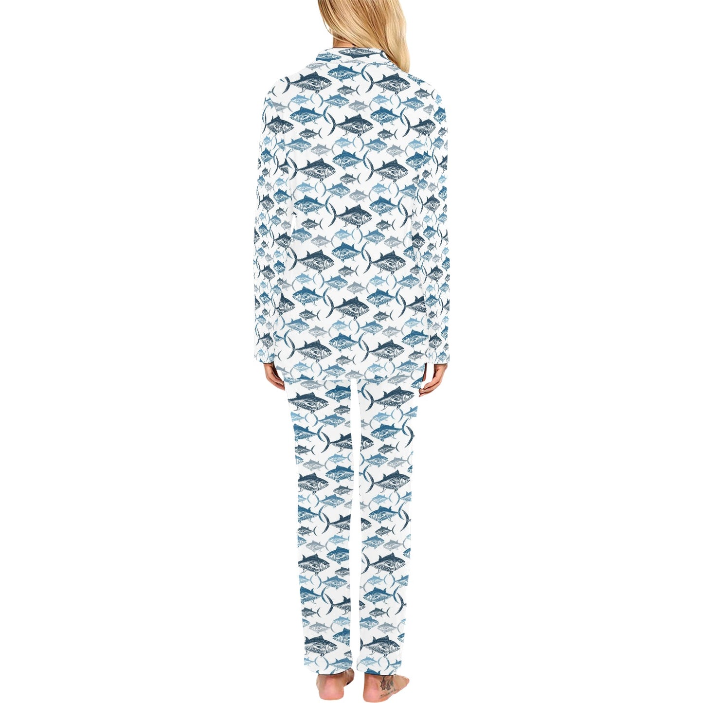 Tuna Fish Print Design LKS303 Women's Long Pajama Set