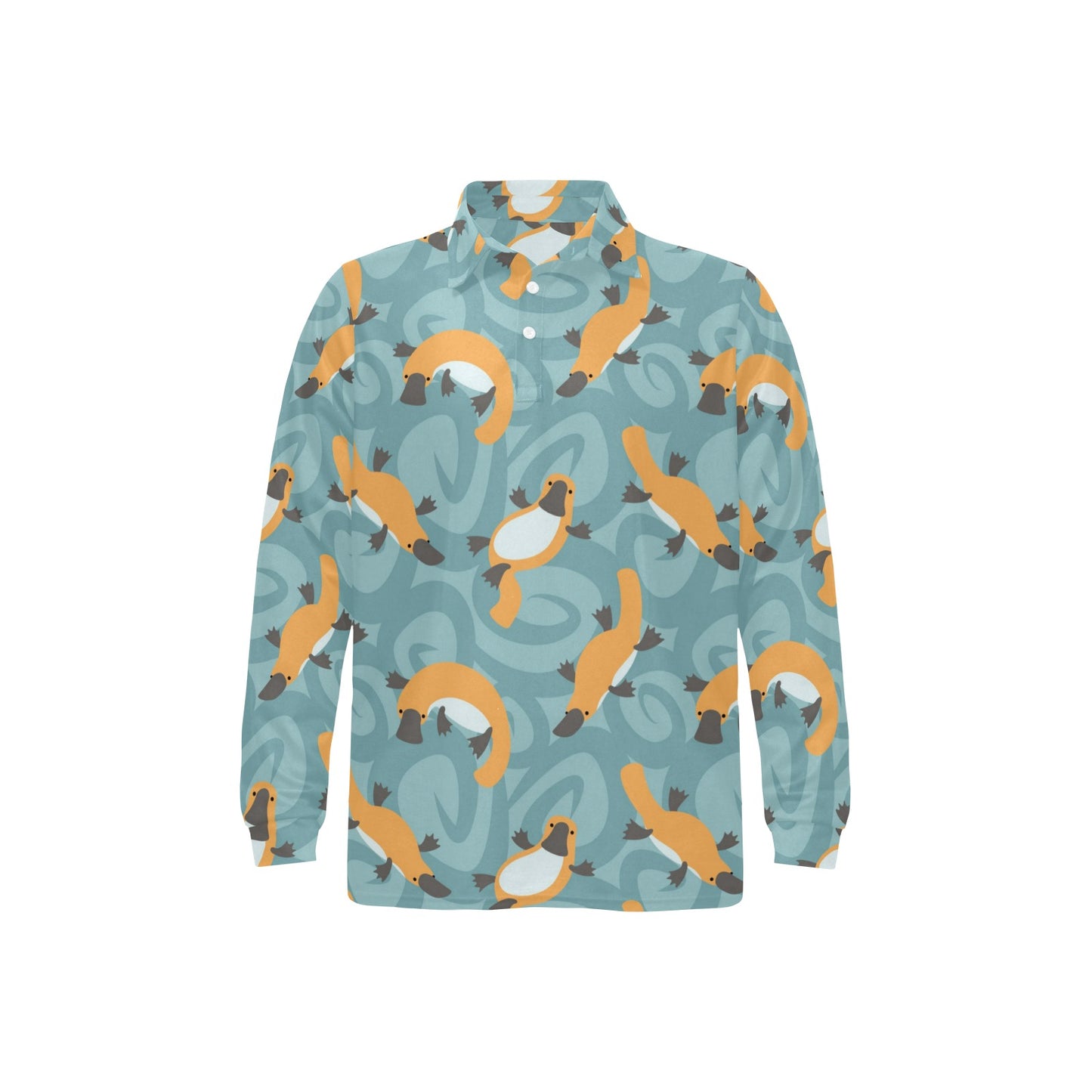 Platypus Pattern Print Design A01 Long Sleeve Polo Shirt For Men's