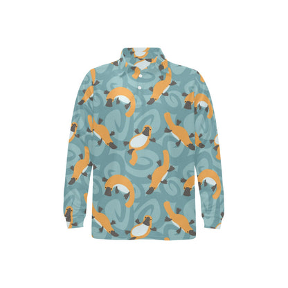 Platypus Pattern Print Design A01 Long Sleeve Polo Shirt For Men's