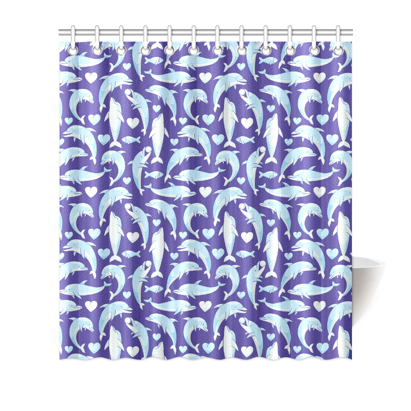 Dolphin Smile Print Pattern Shower Curtain