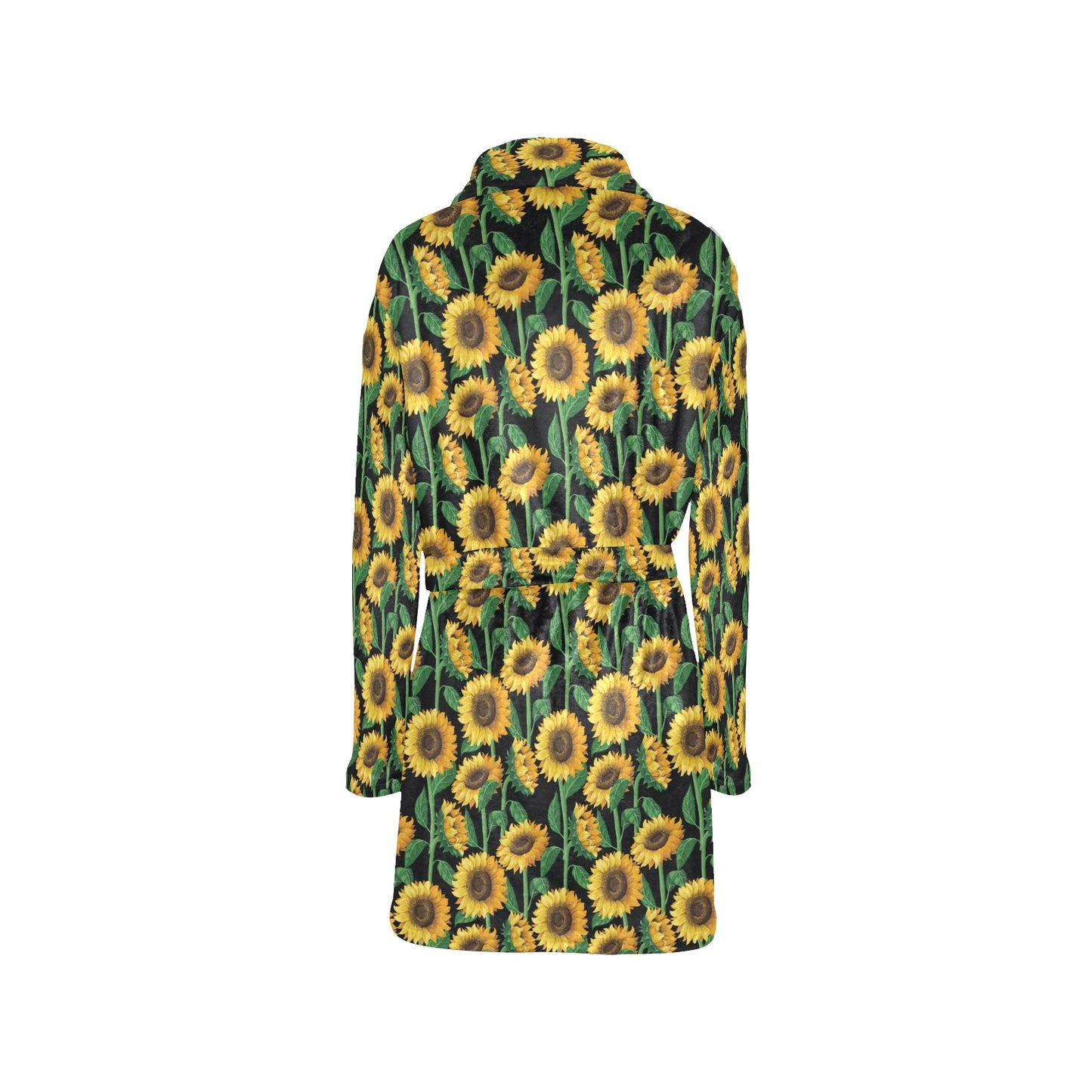 Sunflower Realistic Print Pattern Women's Fleece Robe