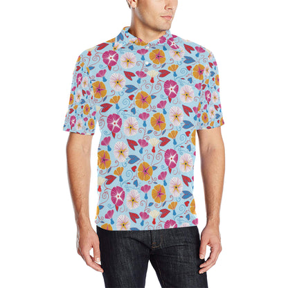 Morning Glory Pattern Print Design MG06 Men Polo Shirt