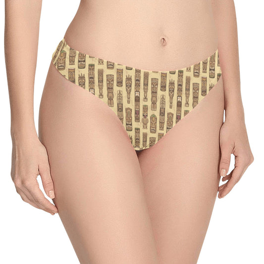Totem Tiki Style Themed Design Women's Thongs