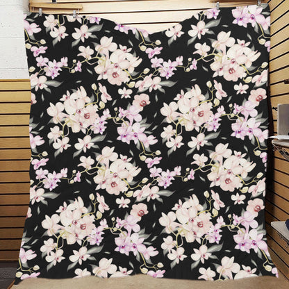 Orchid White Pattern Print Design OR03 Premium Quilt