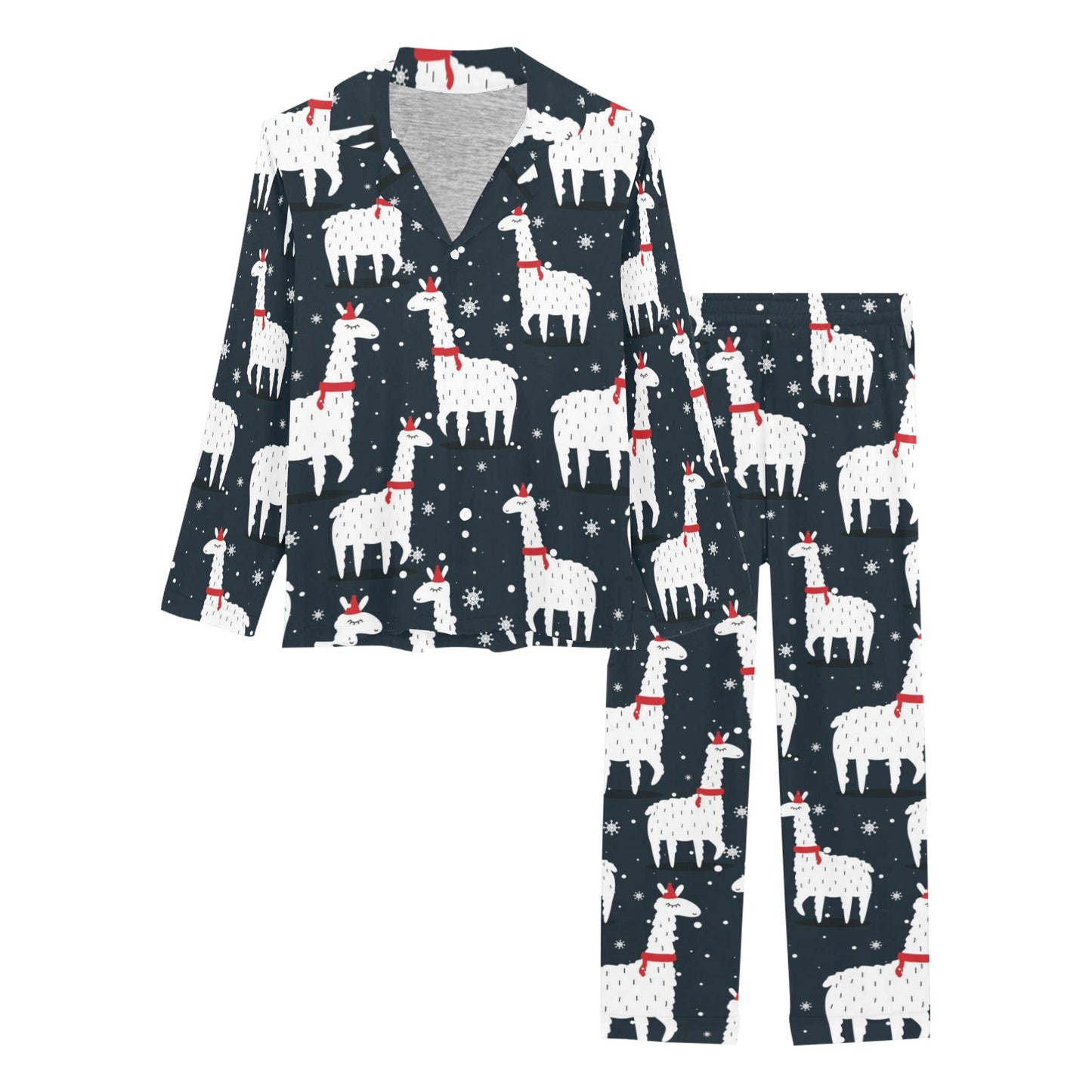 Alpaca Pattern Print Design 04 Women's Long Pajama Set