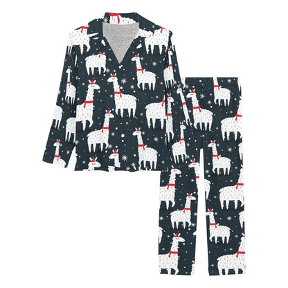 Alpaca Pattern Print Design 04 Women's Long Pajama Set