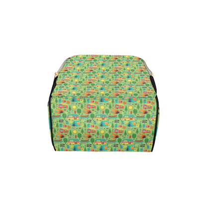 Camping Camper Pattern Print Design 04 Diaper Bag Backpack