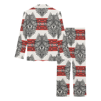 Native Indian Wolf Women's Long Pajama Set