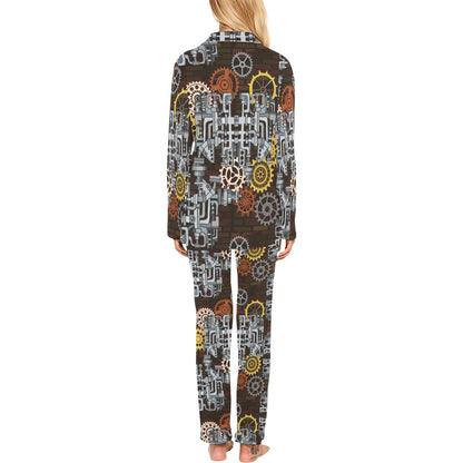 Mechanic Pattern Print Design 04 Women's Long Pajama Set
